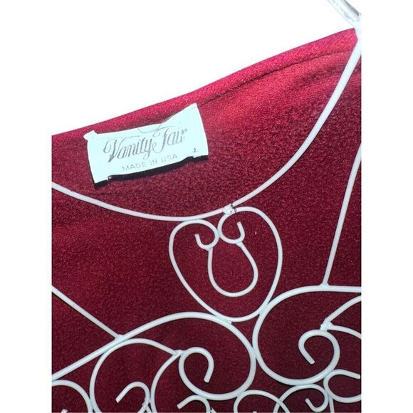 BEAUTIFUL 80s Vintage Vanity Fair Soft Polyester Robe trimmed with Floral Patter - Picture 5 of 13